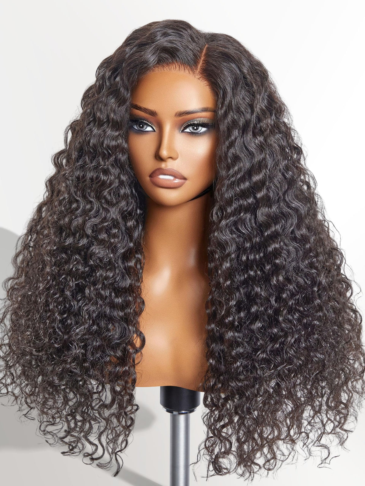 LUVME HAIR 14 Inch Natural Black Curly Lace Front Wig front view