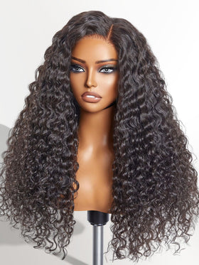 LUVME HAIR 14 Inch Natural Black Curly Lace Front Wig front view