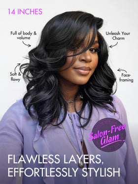 LUVME HAIR 14 Inch Wavy Bob Wig back view with glueless HD lace