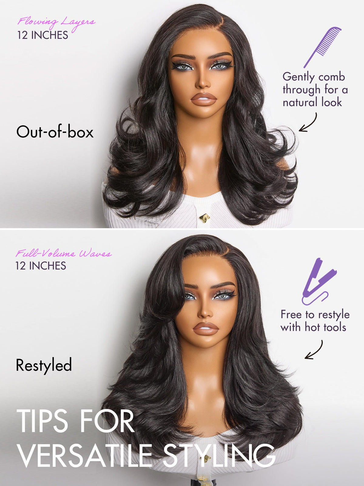 LUVME HAIR 14 Inch Wavy Bob Wig lifestyle shot on model