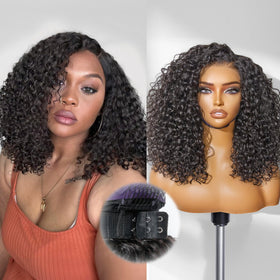 LUVME HAIR 16" Curly Deep Wave Wig front view with HD lace