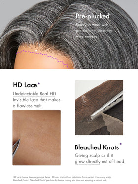 LUVME HAIR 16 Inch Grey Salt & Pepper Wig back view