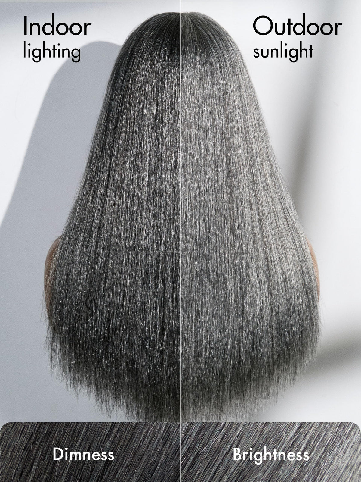 LUVME HAIR 16 Inch Grey Salt & Pepper Wig close-up of lace front