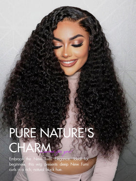 LUVME HAIR 22 Inch Natural Black Curly Wig side view