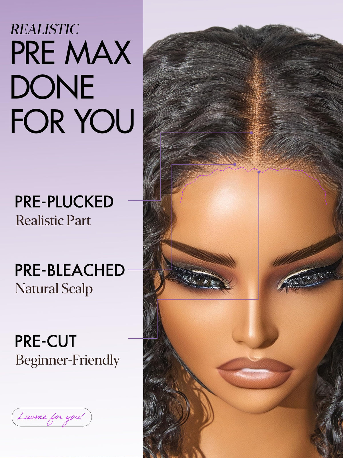 LUVME HAIR 5X5 Deep Curly Wig 10 Inches black back view