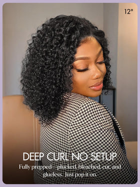 LUVME HAIR 5X5 Deep Curly Wig 10 Inches black side view