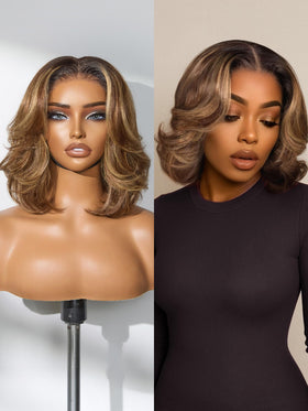 LUVME HAIR 5X5 Layer Cut Bob Wig front view with highlights