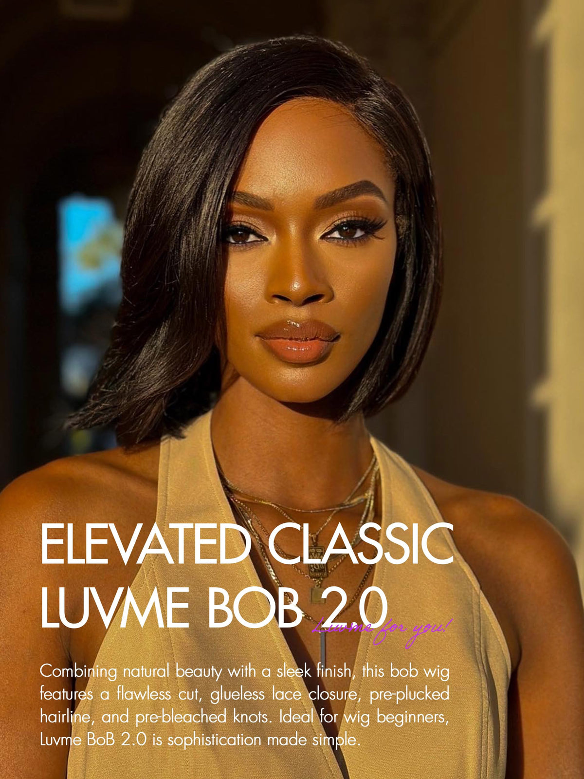 LUVME HAIR 8'' Blunt Cut Bob Wig side view showing natural hairline