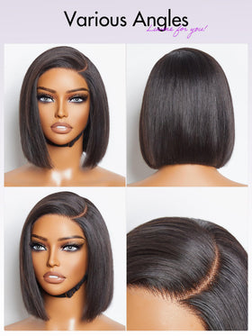 LUVME HAIR 8'' Blunt Cut Bob Wig styled for a formal look