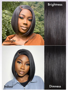 LUVME HAIR 8'' Blunt Cut Bob Wig worn by a model outdoors