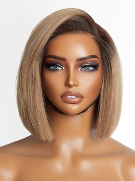 LUVME HAIR 8 Inch Ash Blonde Blunt Cut Bob Wig front view