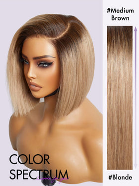 LUVME HAIR 8 Inch Ash Blonde Blunt Cut Bob Wig styled