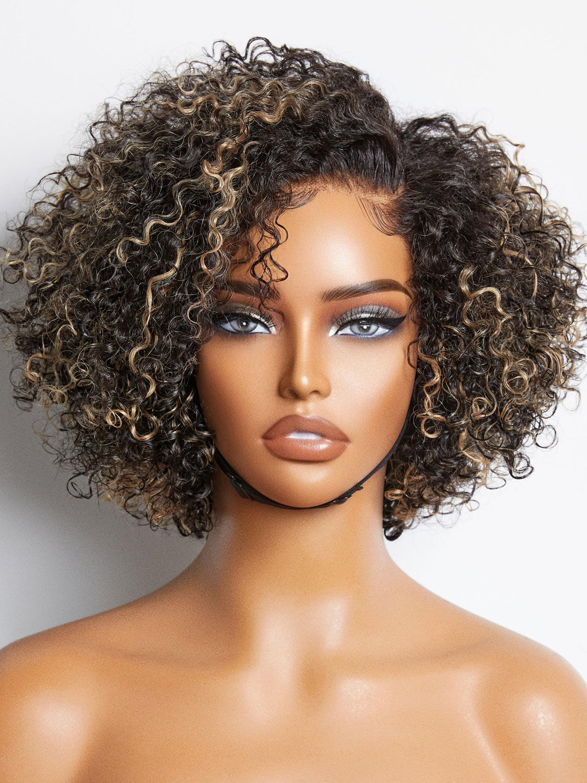 LUVME HAIR 8 Inch Blonde Highlight Curly Wig front view