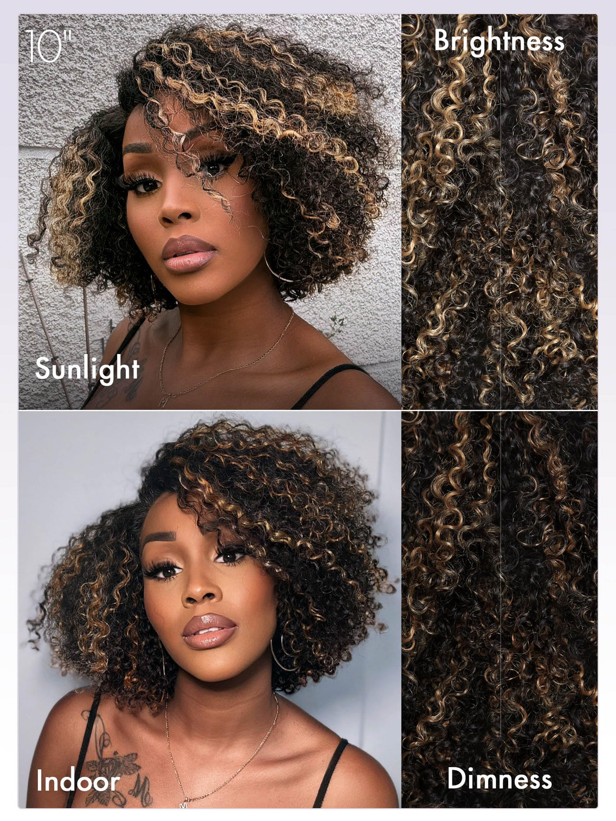 LUVME HAIR 8 Inch Blonde Highlight Curly Wig with natural HD lace