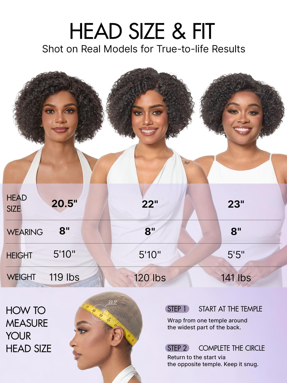 LUVME HAIR 8-inch curly wig on model
