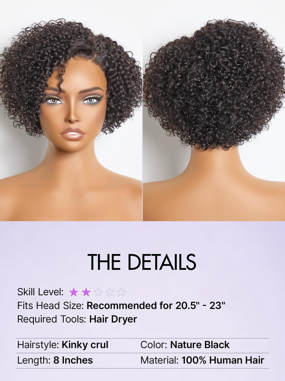 LUVME HAIR 8-inch curly wig styling options