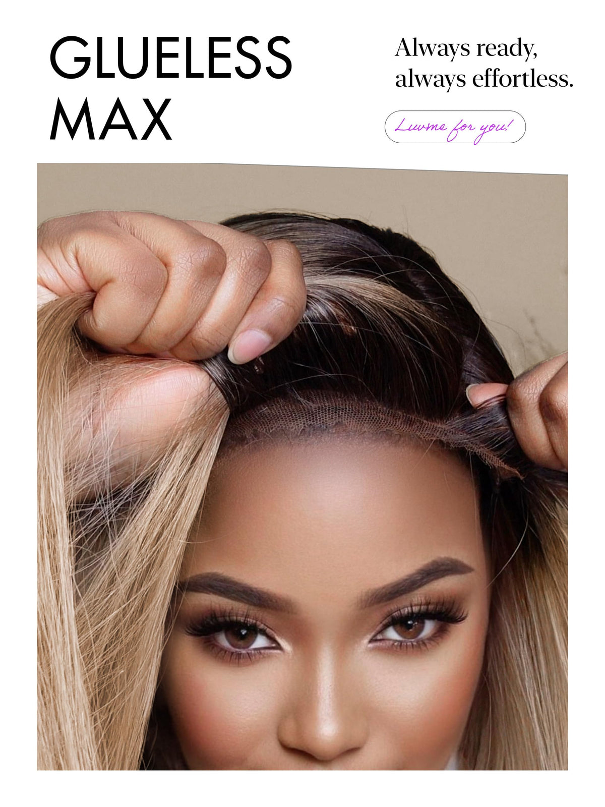 LUVME HAIR Ash Blonde Short Bob Wig close-up of HD lace closure