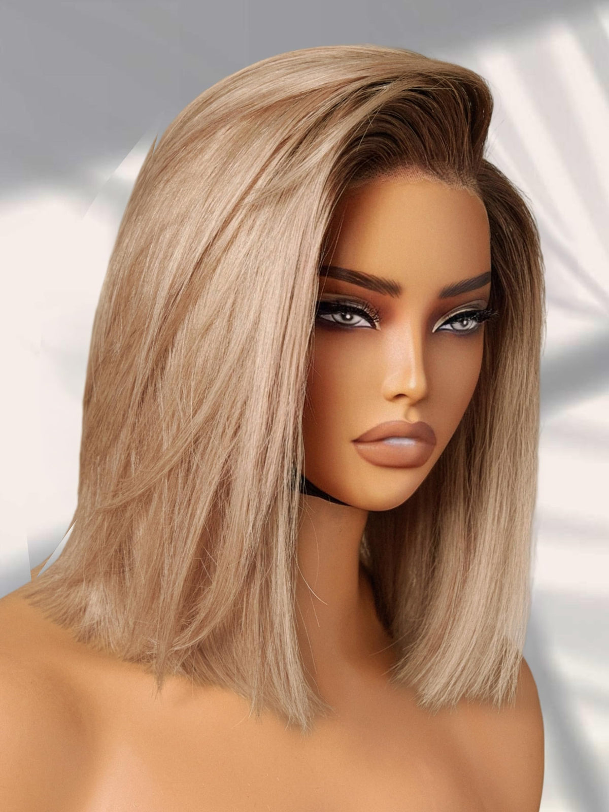 LUVME HAIR Ash Blonde Short Bob Wig front view with blunt cut