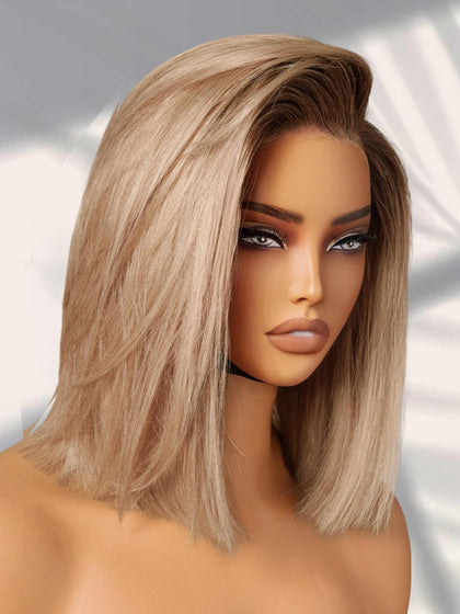 LUVME HAIR Ash Blonde Short Bob Wig front view with blunt cut