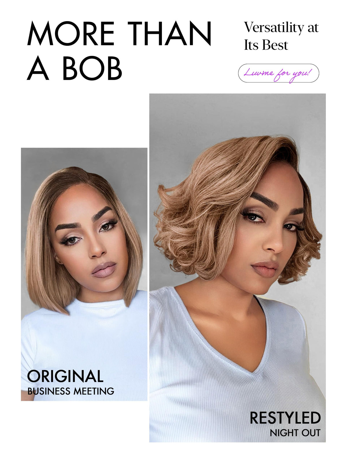 LUVME HAIR Ash Blonde Short Bob Wig styled side part