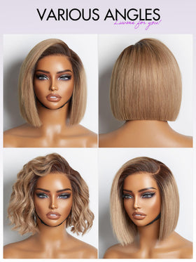 LUVME HAIR Ash Blonde Short Bob Wig with model wearing it