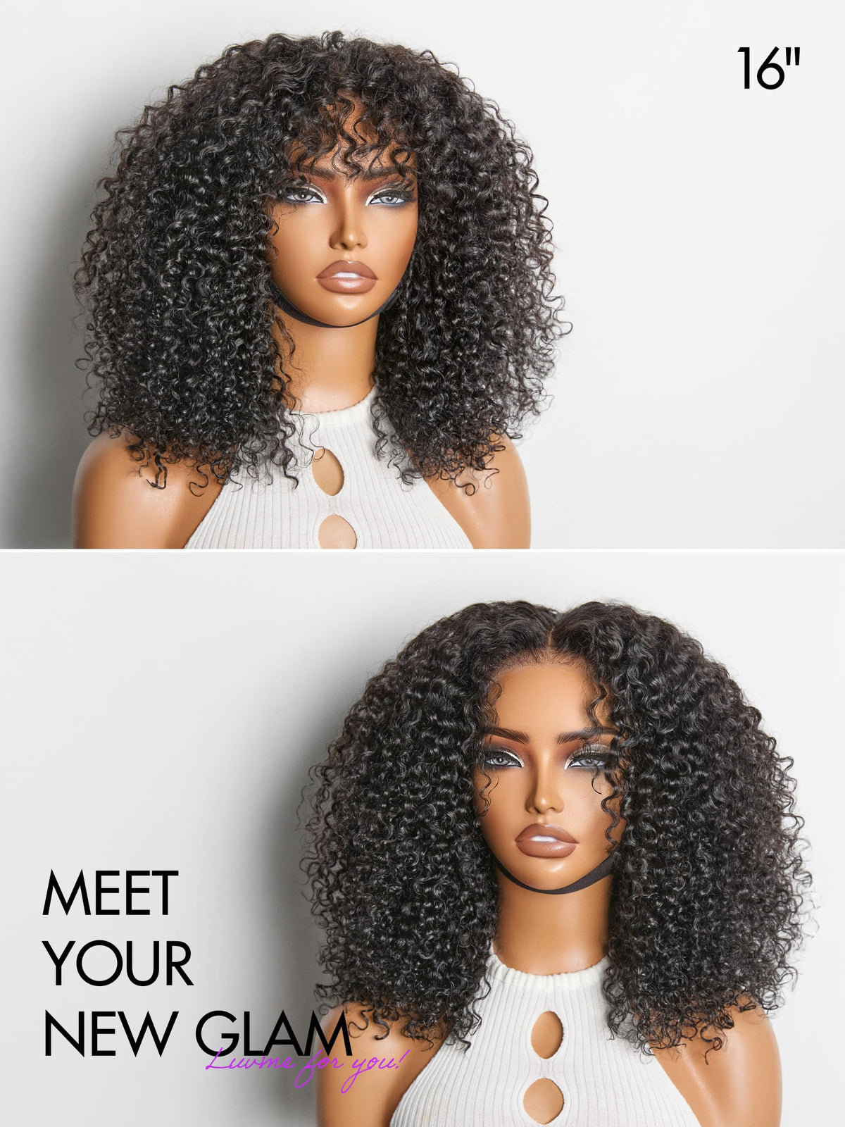 LUVME HAIR Bouncy Curly Wig styled on mannequin