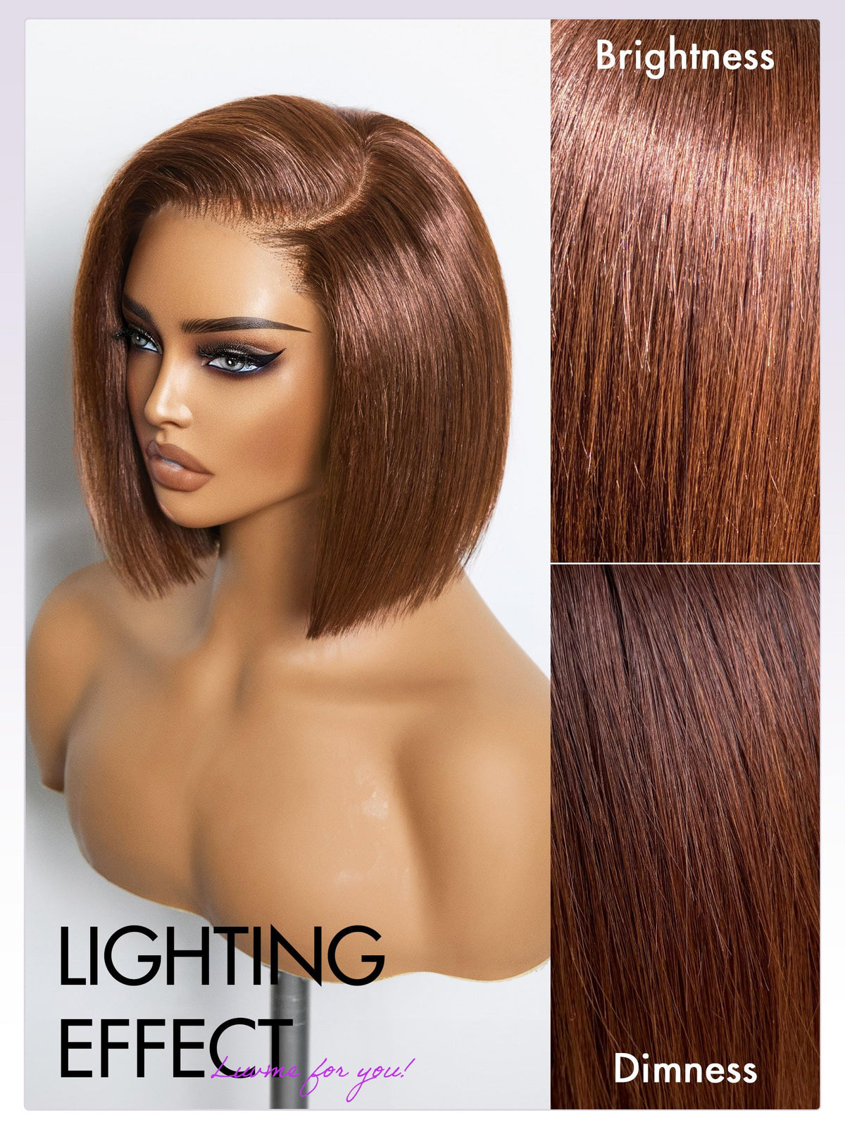 LUVME HAIR Dark Brown Bob Wig styled on mannequin