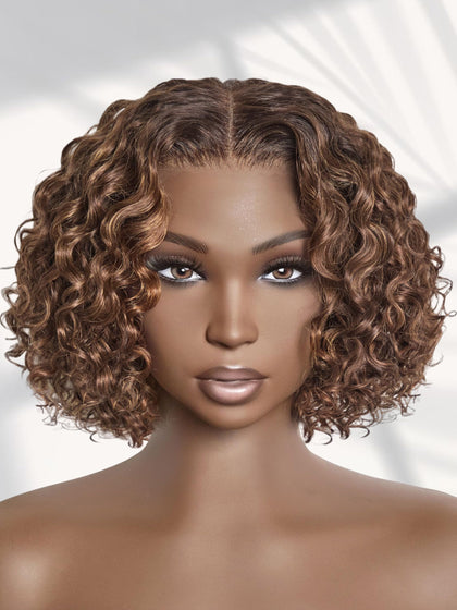 LUVME HAIR Deep Curly 5X5 Lace Front Wig 10 Inch front view
