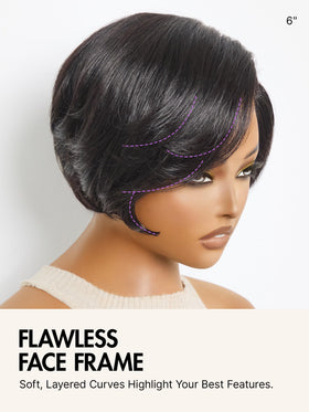 LUVME HAIR Layered Pixiecut Wig close-up of bleached knots