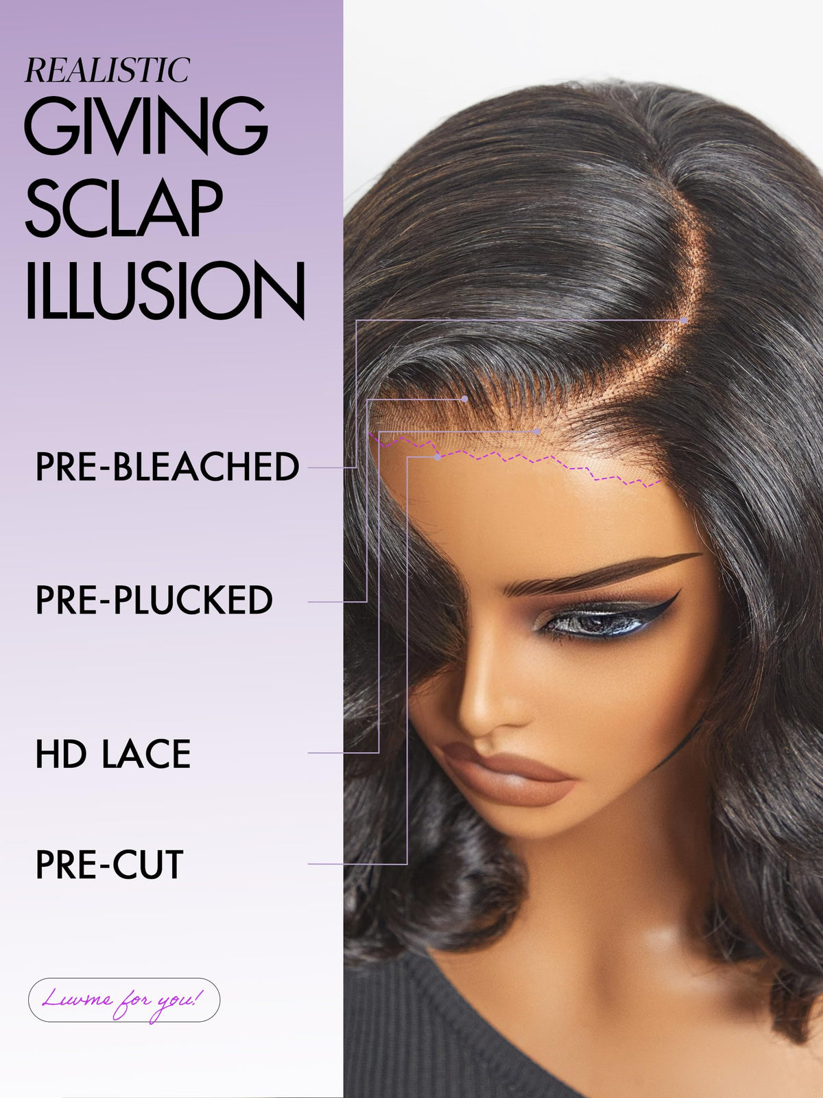 LUVME HAIR Loose Body Wave Wig back view highlighting length