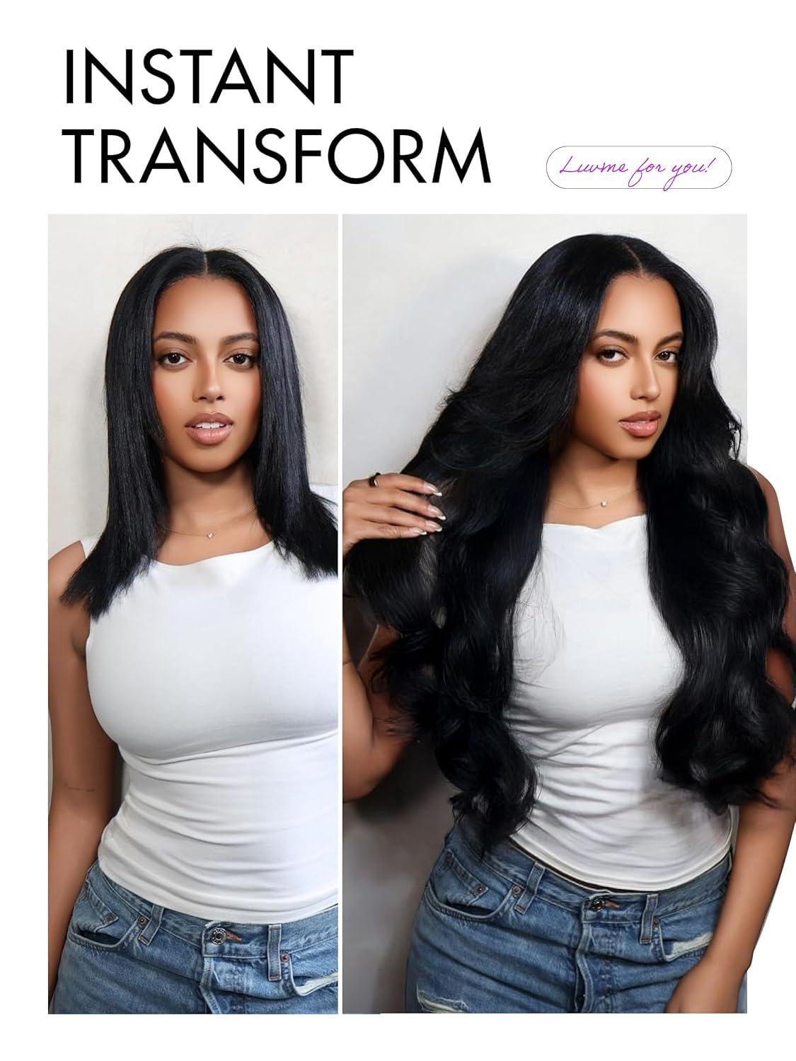 LUVME HAIR Loose Body Wave wig showing natural waves