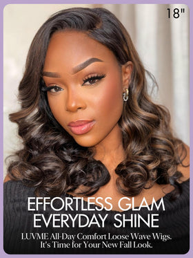 LUVME HAIR Loose Wave Wig side view highlighting the highlights