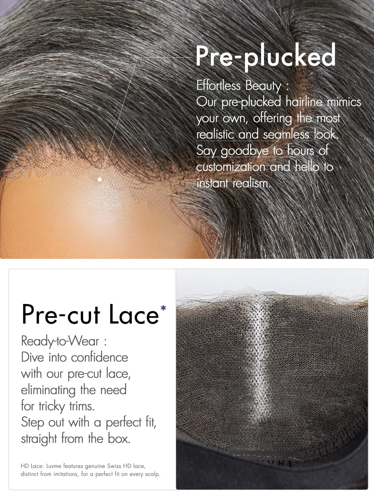 LUVME HAIR Salt & Pepper Layered Bob Wig back view