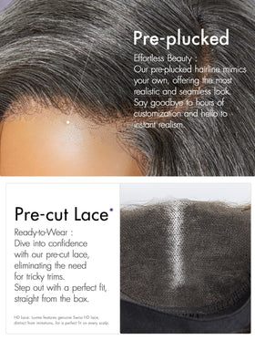 LUVME HAIR Salt & Pepper Layered Bob Wig back view