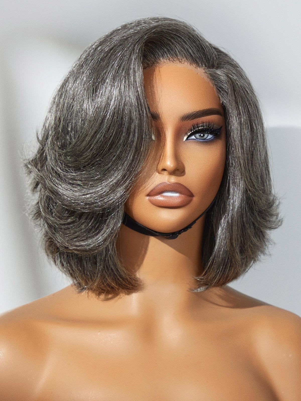 LUVME HAIR Salt & Pepper Layered Bob Wig front view