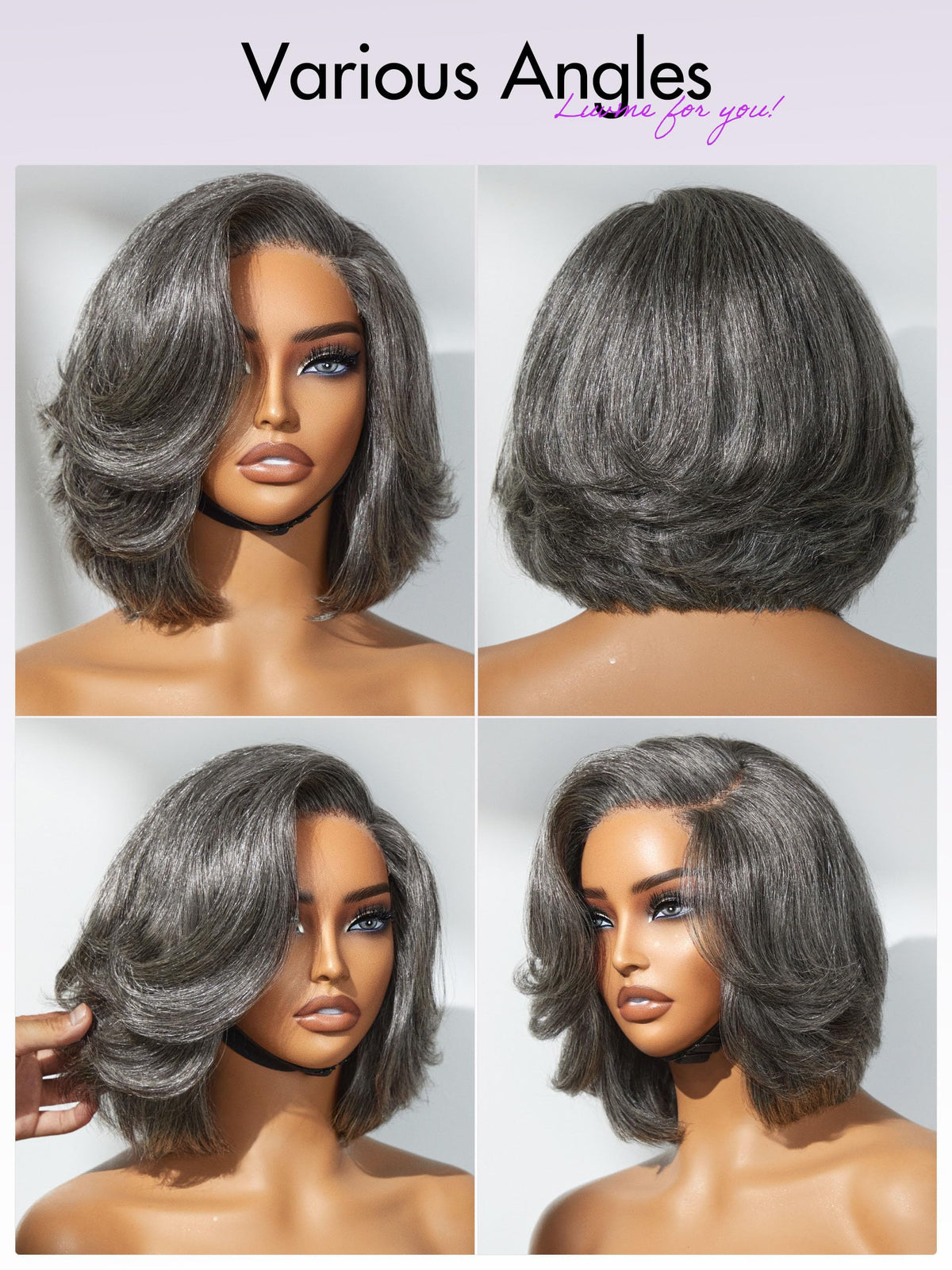 LUVME HAIR Salt & Pepper Layered Bob Wig in packaging