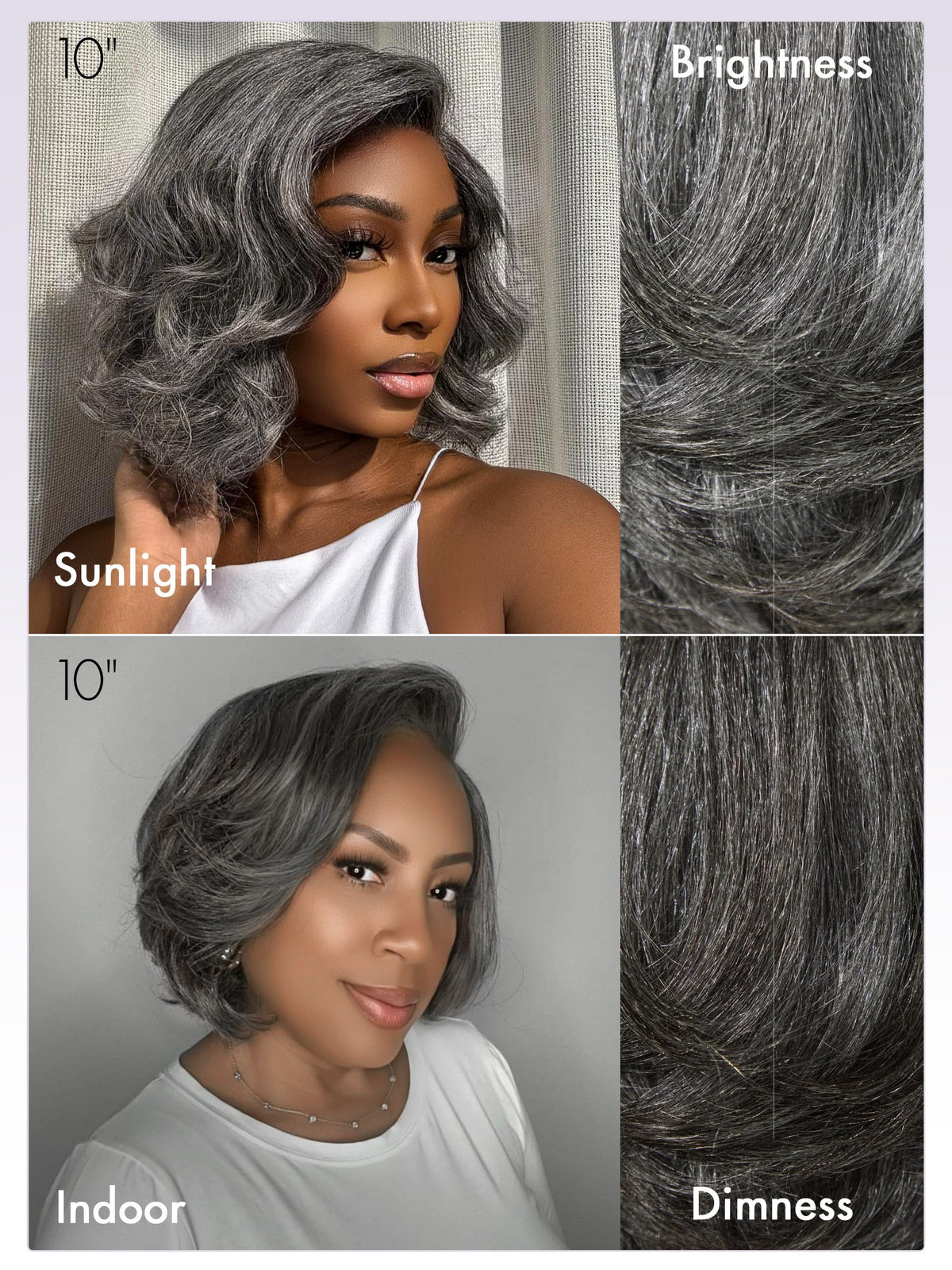 LUVME HAIR Salt & Pepper Layered Bob Wig styled with waves