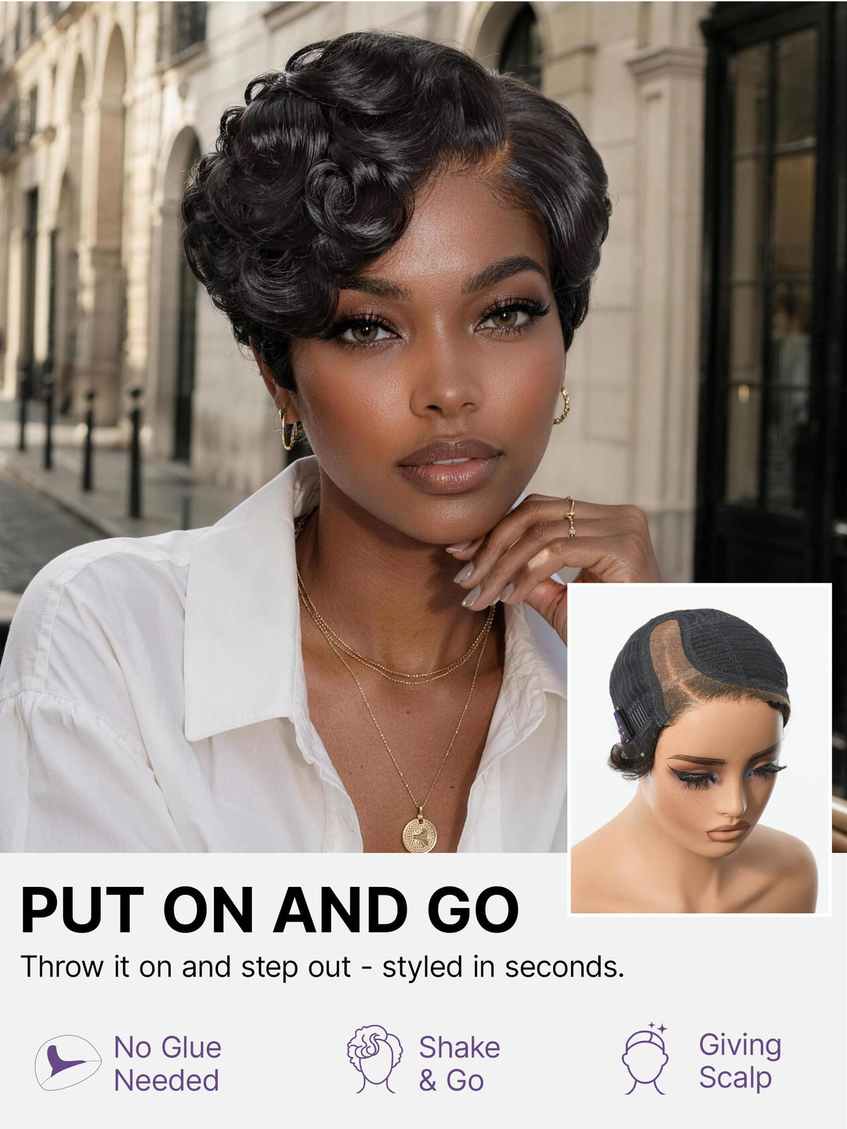 LUVME HAIR Short Pixie Cut Wig back view
