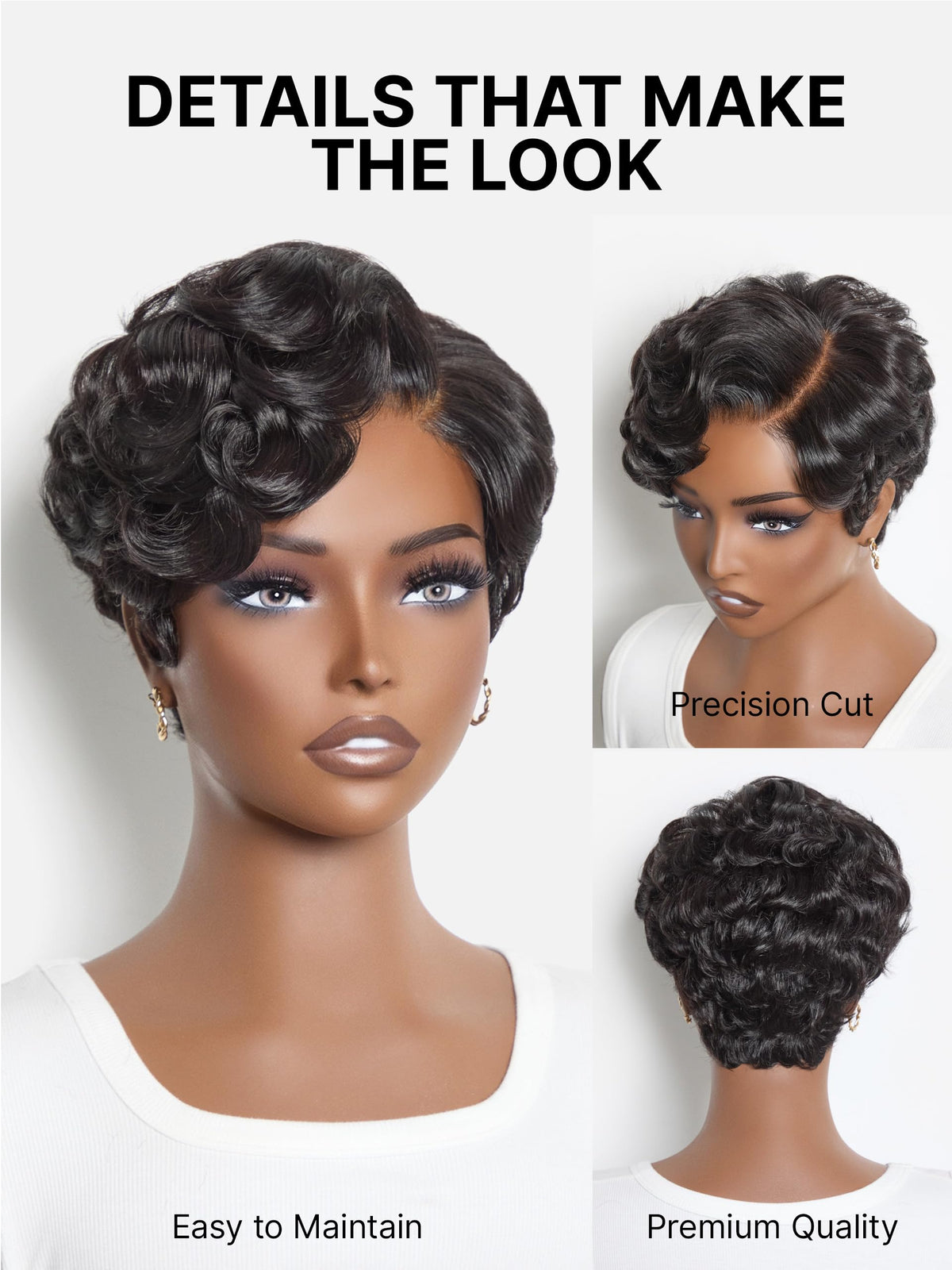 LUVME HAIR Short Pixie Cut Wig inside view showing cap construction