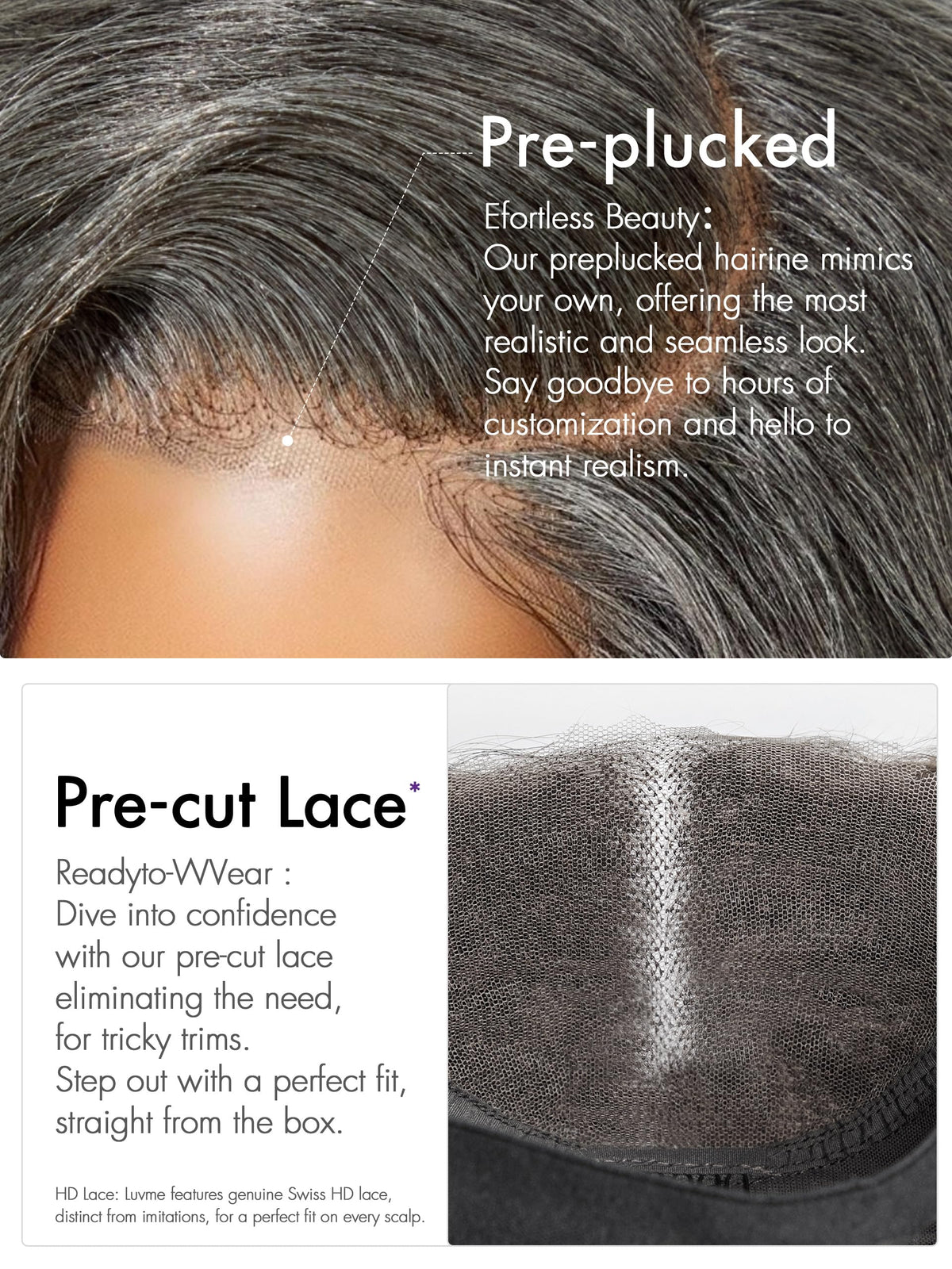 LUVME HAIR Short Wig back view with glueless minimalist lace
