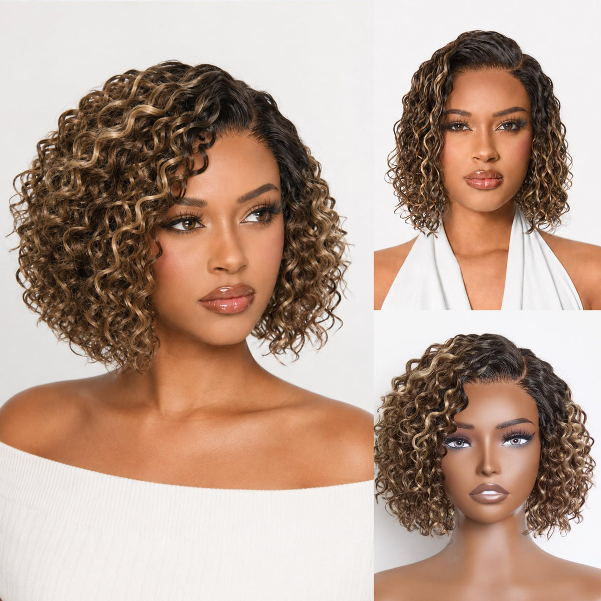 LUVME HAIR Water Wave Pixie Cut Short Curly Wig front view
