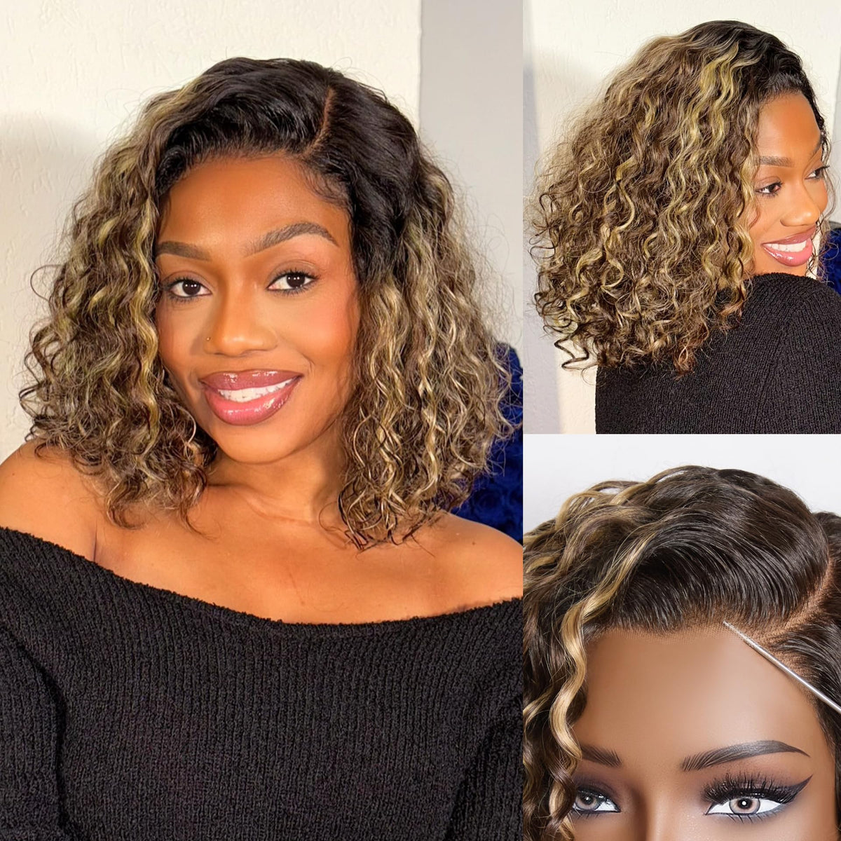LUVME HAIR Water Wave Pixie Cut Short Curly Wig front view