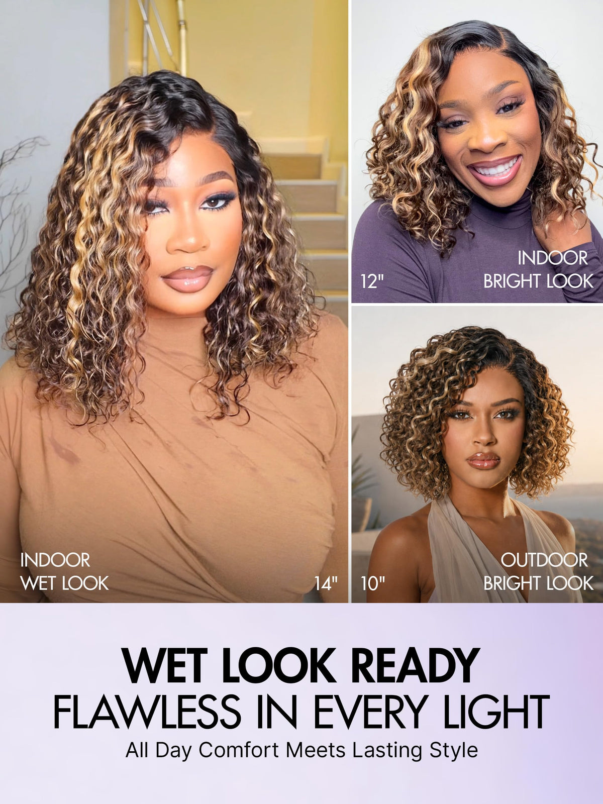 LUVME HAIR Water Wave Pixie Cut Short Curly Wig in natural black color