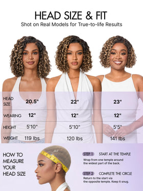 LUVME HAIR Water Wave Pixie Cut Wig close-up of HD lace