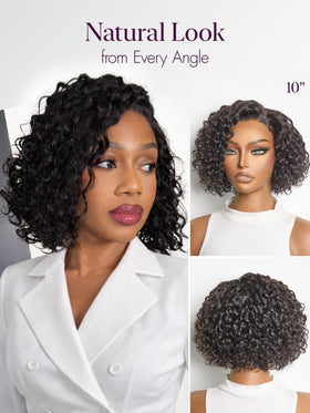LUVME HAIR Water Wave Pixie Cut Wig close-up of HD lace
