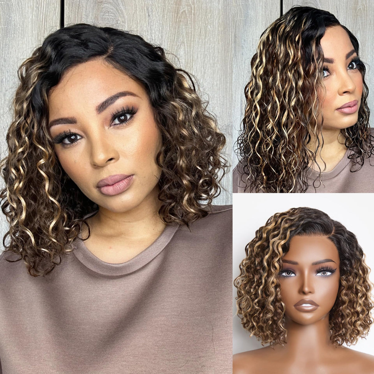 LUVME HAIR Water Wave Pixie Cut Wig front view, 12 inch