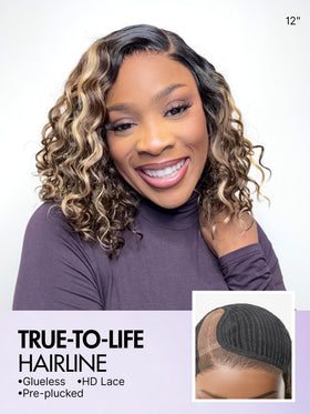 LUVME HAIR Water Wave Pixie Cut Wig in natural black colour