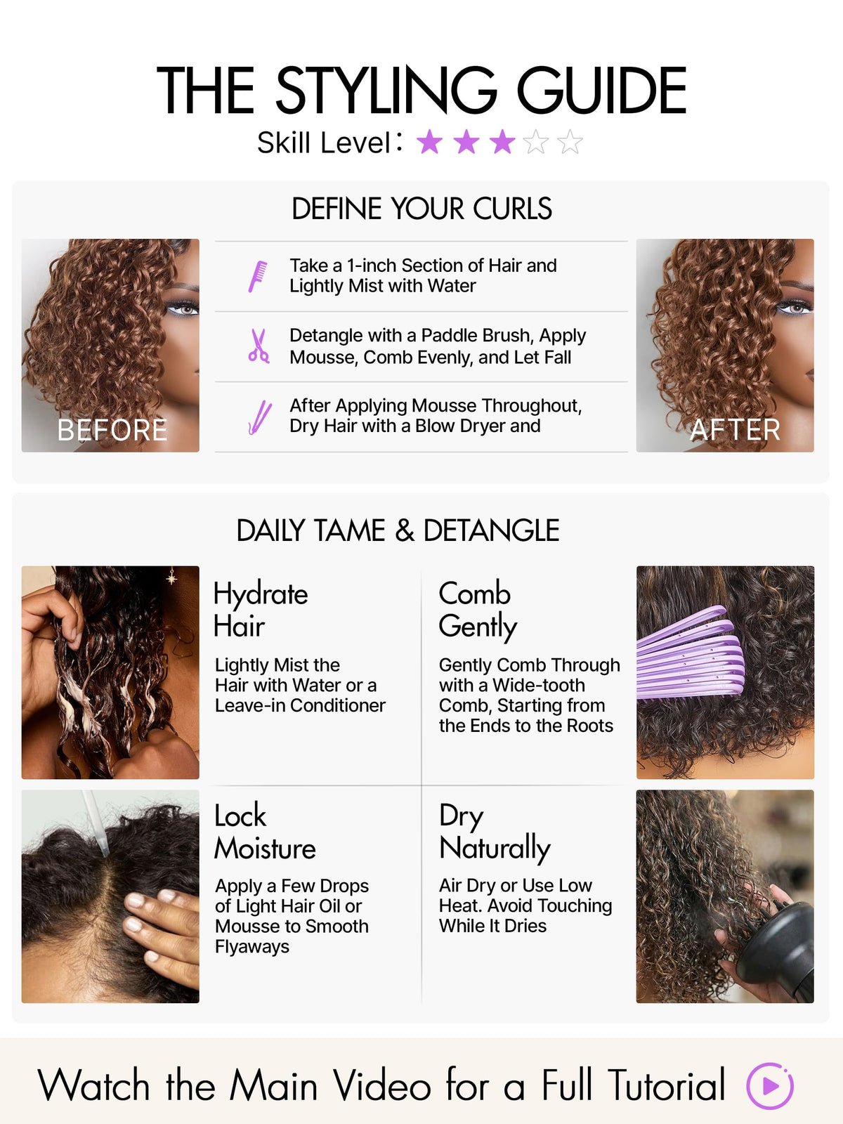 LUVME HAIR Water Wave Pixie Cut Wig in natural light