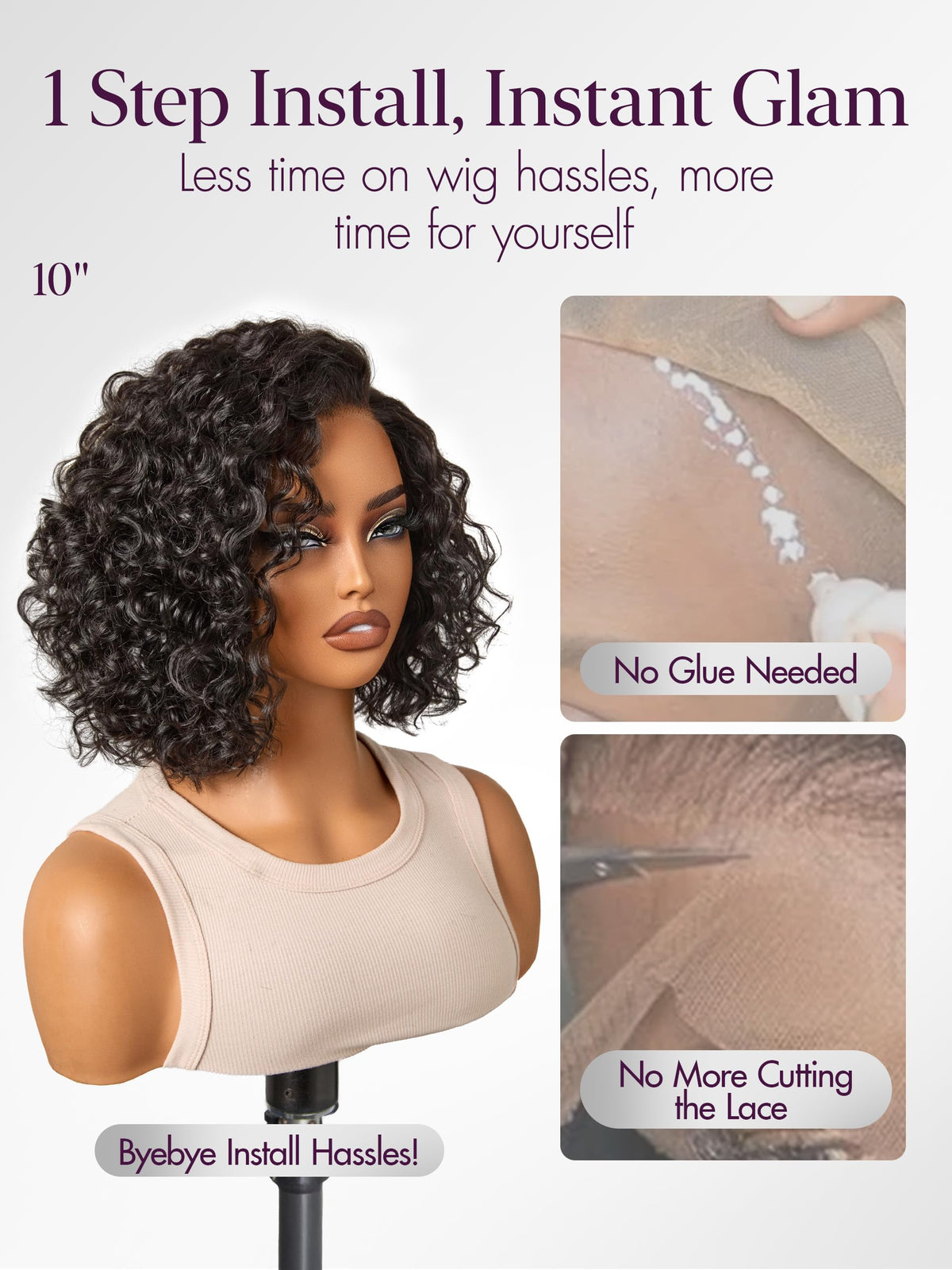 LUVME HAIR Water Wave Pixie Cut Wig packaging