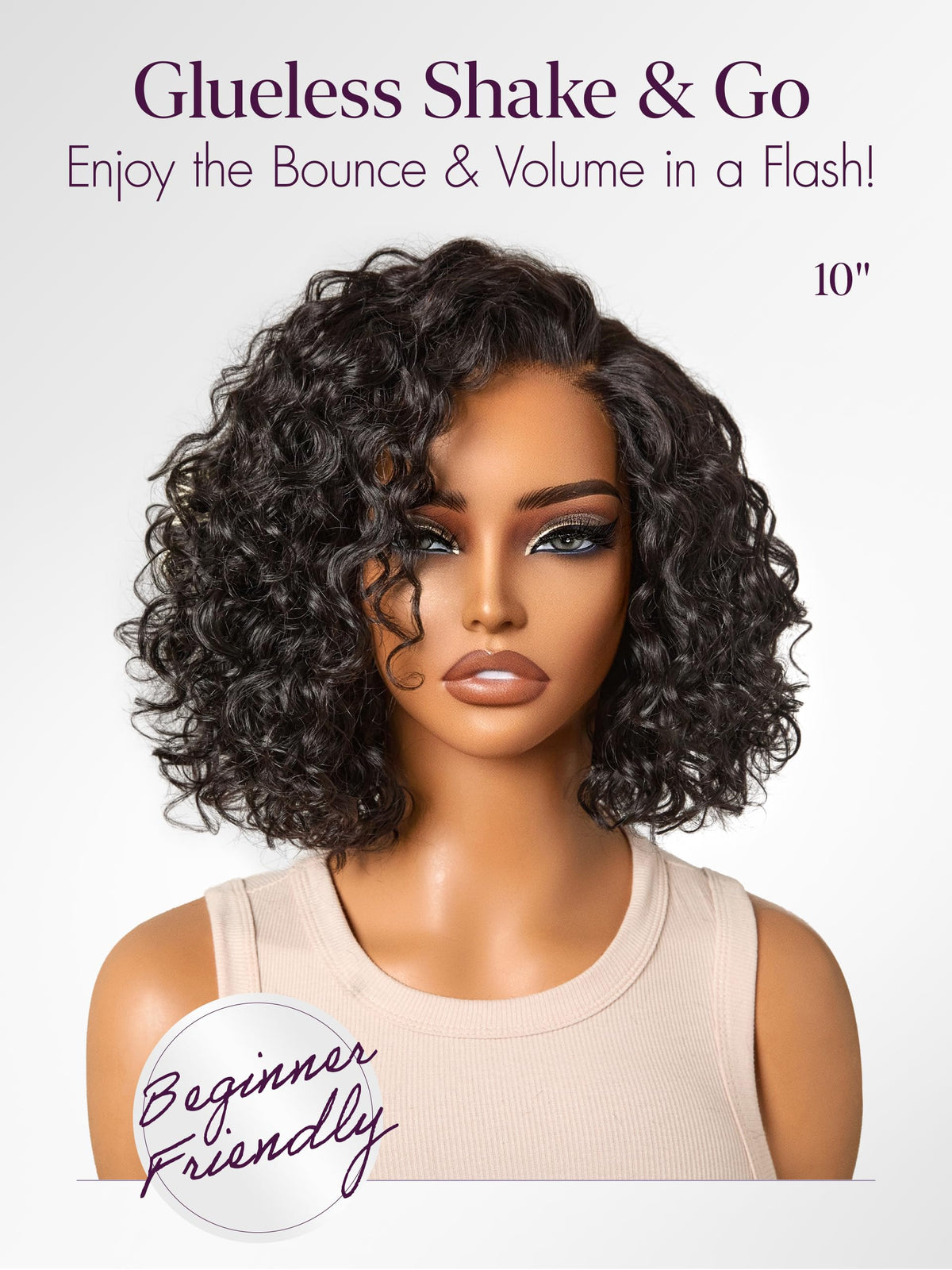 LUVME HAIR Water Wave Pixie Cut Wig showing natural curls